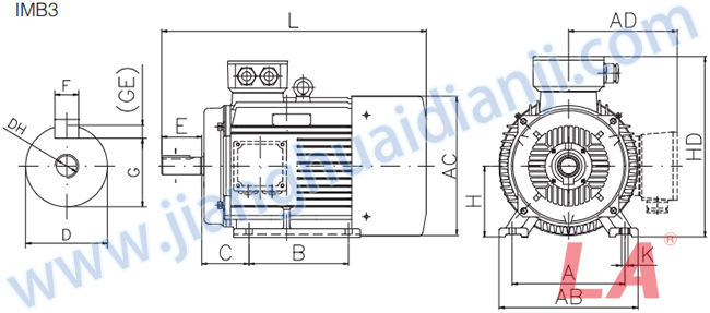 JHM系列變頻調速三相異步電動機外形及安裝尺寸圖 - 六安江淮電機有限公司