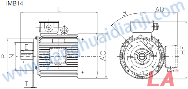 JHM系列變頻調速三相異步電動機外形及安裝尺寸圖 - 六安江淮電機有限公司