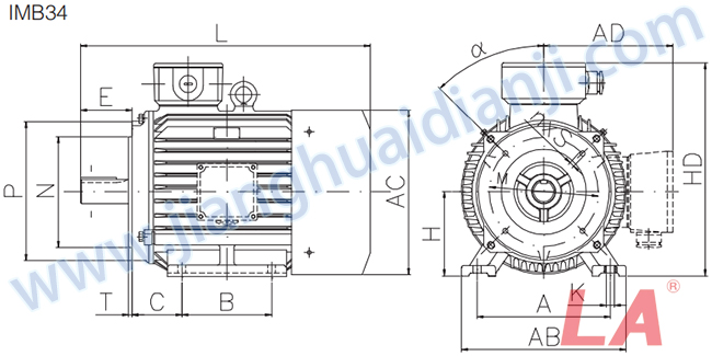 JHM系列變頻調速三相異步電動機外形及安裝尺寸圖 - 六安江淮電機有限公司