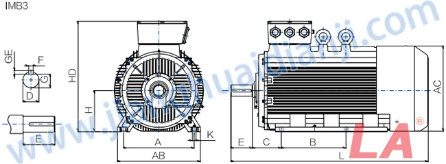 Y3系列低壓大功率三相異步電動(dòng)機(jī)外形及安裝尺寸圖IMB3 - 六安江淮電機(jī)有限公司
