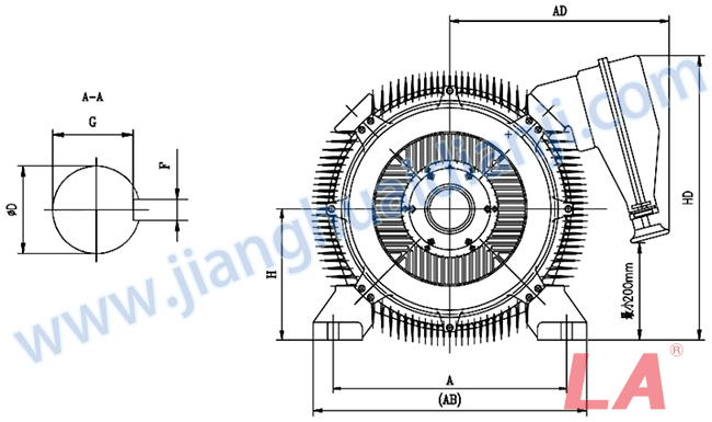 Y2系列緊湊型高壓三相異步電動機外形及安裝尺寸圖 - 六安江淮電機有限公司