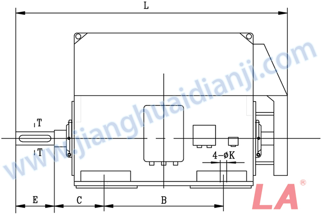 YMPS系列磨煤機(jī)用高壓三相異步電動(dòng)機(jī)安裝尺寸圖(IP54、IP55 10KV) - 六安江淮電機(jī)有限公司