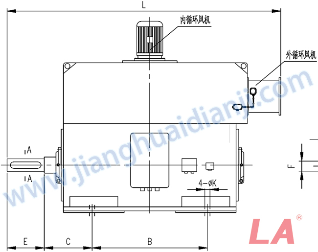 YMPS系列磨煤機(jī)用高壓三相異步電動(dòng)機(jī)安裝尺寸圖(IP54、IP55 10KV) - 六安江淮電機(jī)有限公司