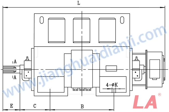 YR系列大型高壓三相異步電動機外形及安裝尺寸圖(YR710-800 IP23) - 六安江淮電機有限公司