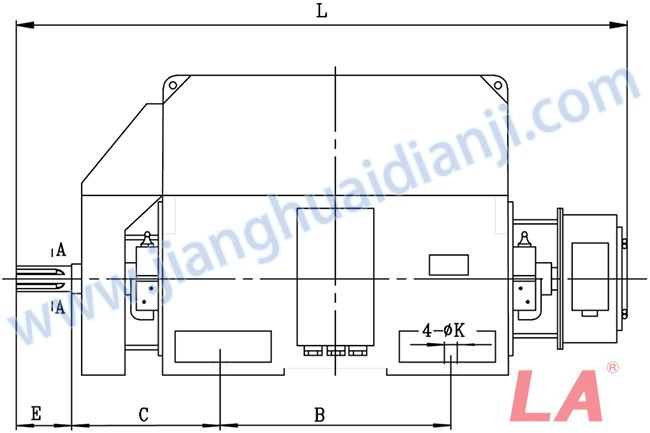 YRKK系列大型高壓三相異步電動機外形及安裝尺寸圖(YRKK710-800 IP44、IP54、IP55) - 六安江淮電機有限公司